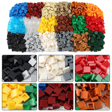 Feleph 1  1 Square Tiles 1000PCS Flat Bricks MOC Pieces and Parts, 18 Colors Bulk Studs Building Accessories for Smooth Surface,