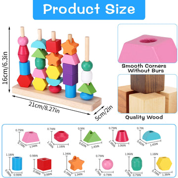 Zqftzq Montessori Lacing Bead Sequencing Toy Set For Toddlers 2 3 4 5 Years Fine Motor Skills Learning Resources Toys Stacking B
