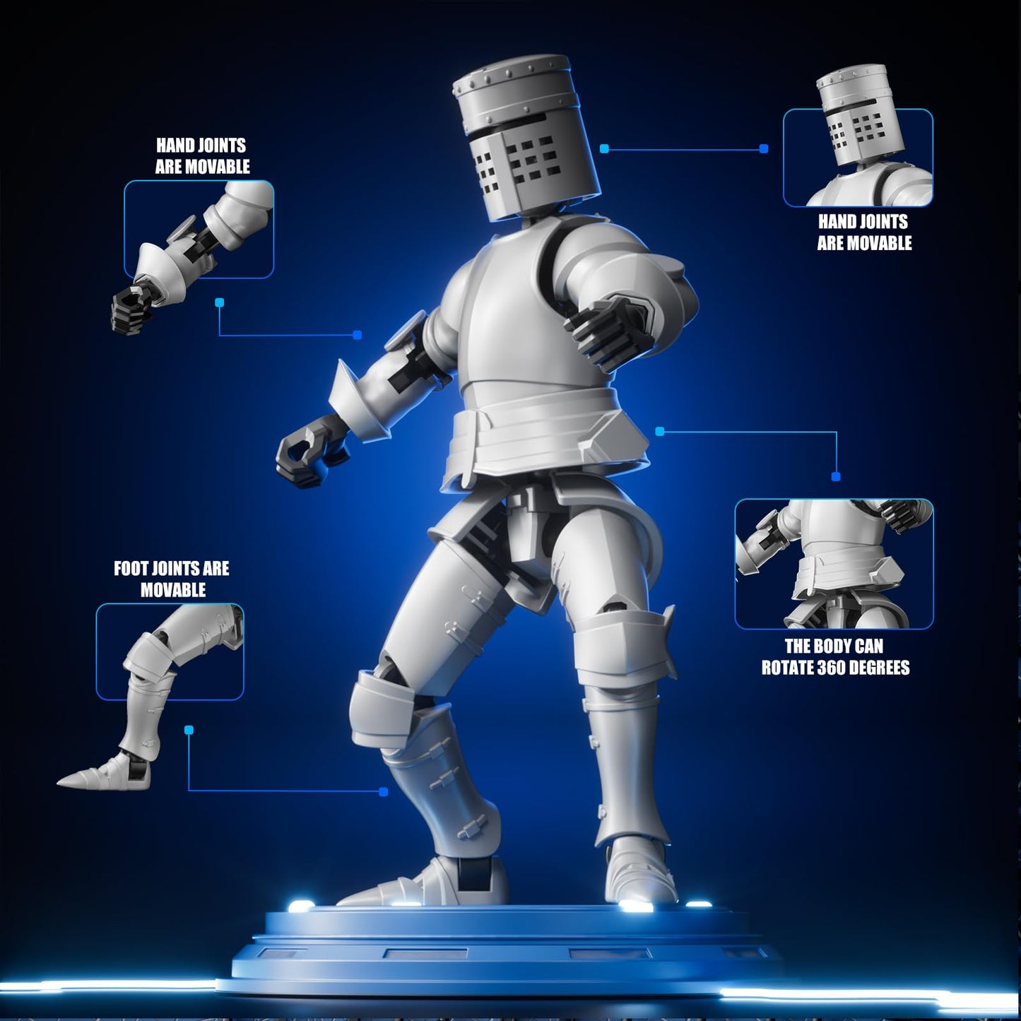 MEIEST Knight protective covering Action Figure Multi-Jointed Movable Robot Mannequin T13 Multiple Accessories  Desk Decoration  Creative Gifts (Golden)