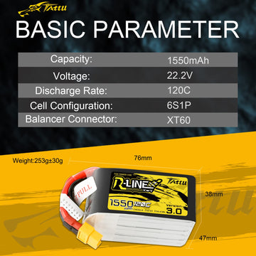 Tattu R-Line Version 3.0 6S Lipo Battery 1550Mah 22.2V 120C Lipo Battery With Xt60 Plug Forfpv Drone Helicopter Rc Racing Quadco