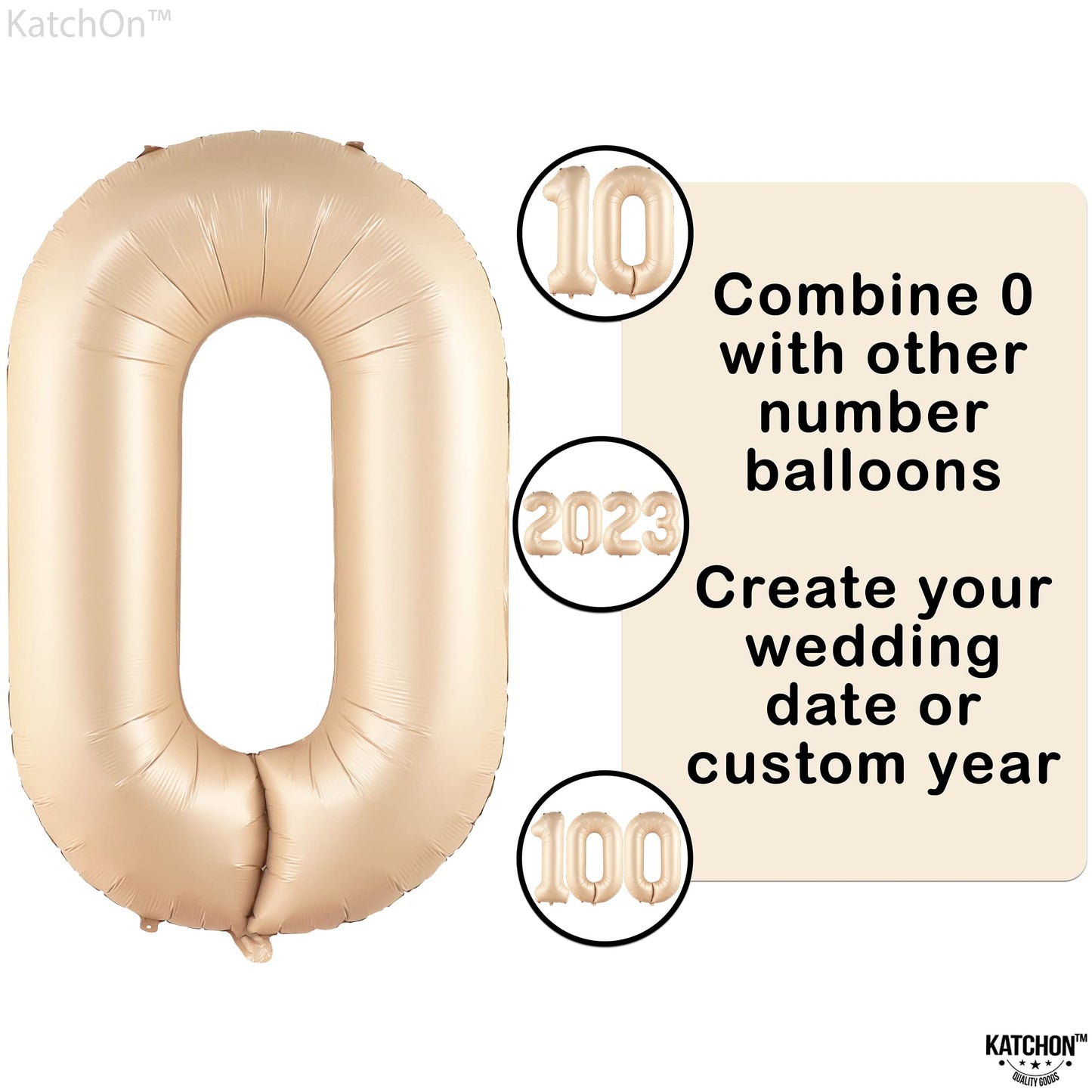 Katchon, Gaint Caramel 0 Balloon Number - 40 Inch | Retro Apricot Number Balloons | Zero Balloon For Neutral Party Decorations | Matt Tan 0 Ballon Decor | Balloon 0 Number For Blush Party Decorations