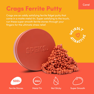 Speks Crags Ferrite Putty, 500+ Ferrite Stones In A Tin, Fidget Toy For Adults & Teens 14+, Desk Toy For Office, Christmas Gift, Holiday Stocking Stuffer, Stress Relief Present | Matte Coral, Medium