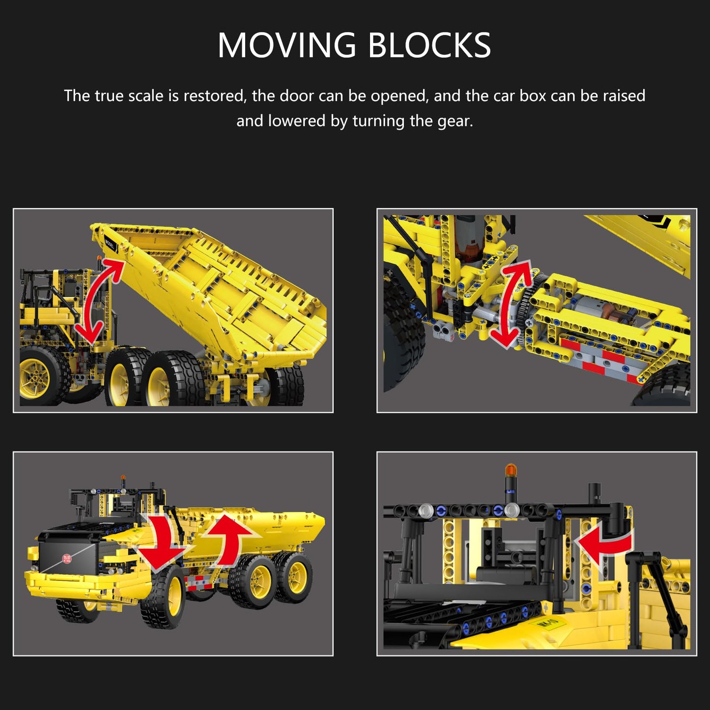 Mould King 17010 Engineering Dump Truck Building Block Kits  MOC Building Blocks Set to Build  Gift for Kids Age 8+/mature-themed Collections Enthusiasts(1888 Pieces with Motor/APP Remote Control)