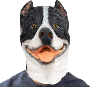 PartyHop Pitbull Dog Mask Animal Latex Full Head Mask Fancy Dress for Halloween Costume Party