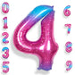 Rainbowq 4 Balloon Number 40 Inch For Boy Or Girl Big Starry 0-9 Foil Mylar Large 4 Number Balloon Happy 4Th Birthday Party Anni
