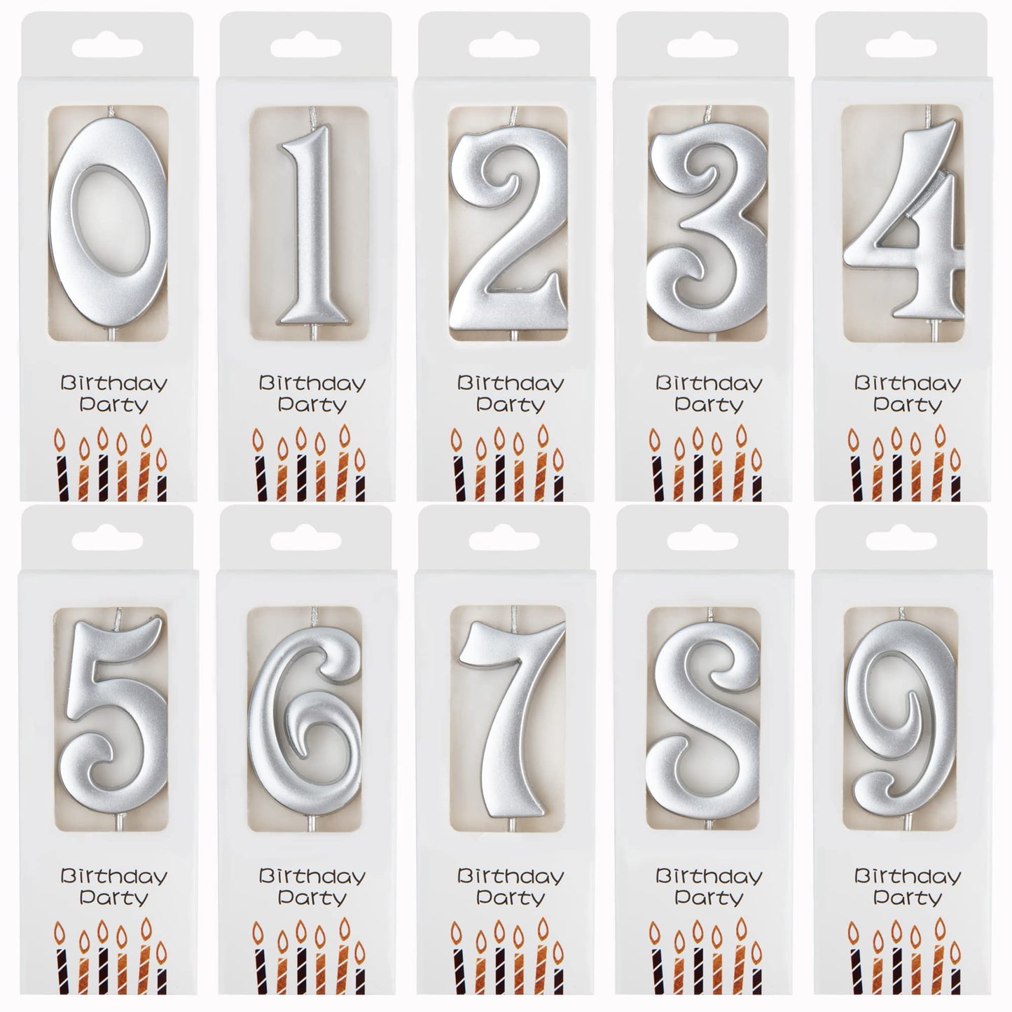 PHD CAKE 10-Count 0-9 Silver Number Birthday Candles, Number One Birthday, Silver Number Candles, Party Celebration, Baby Shower