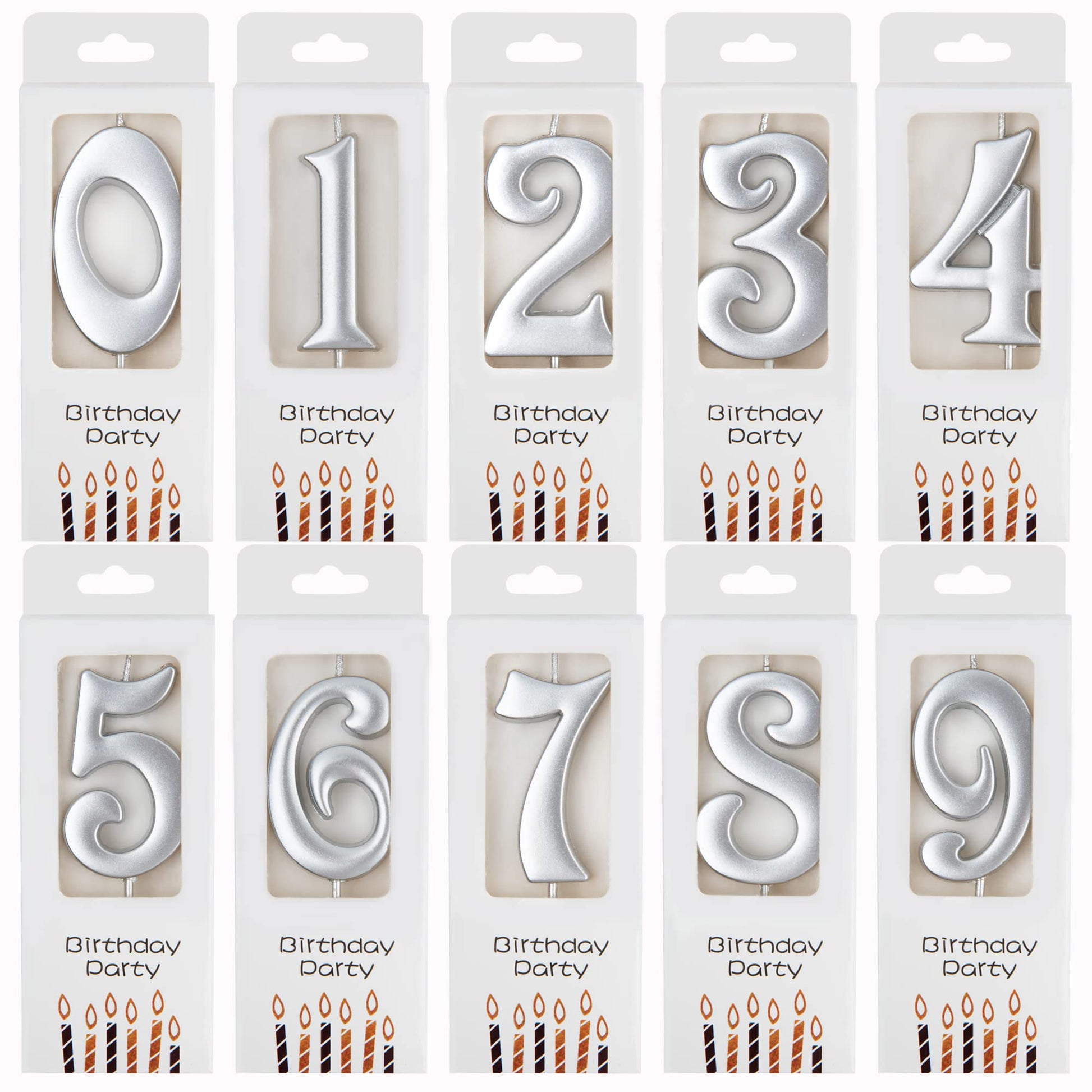 PHD CAKE 10-Count 0-9 Silver Number Birthday Candles, Number One Birthday, Silver Number Candles, Party Celebration, Baby Shower