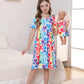 Bow Dream Girl Dress & Doll Clothes Set, Heart Shaped Print, Size 140, Polyester, Perfect for 9-10 Years