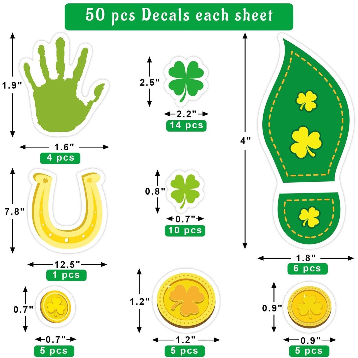 400Pcs Leprechaun Footprint Stickers St. Patricks Day Stickers Leprechaun Floor Decals Shamrock Gold Coin Decoration Stickers f