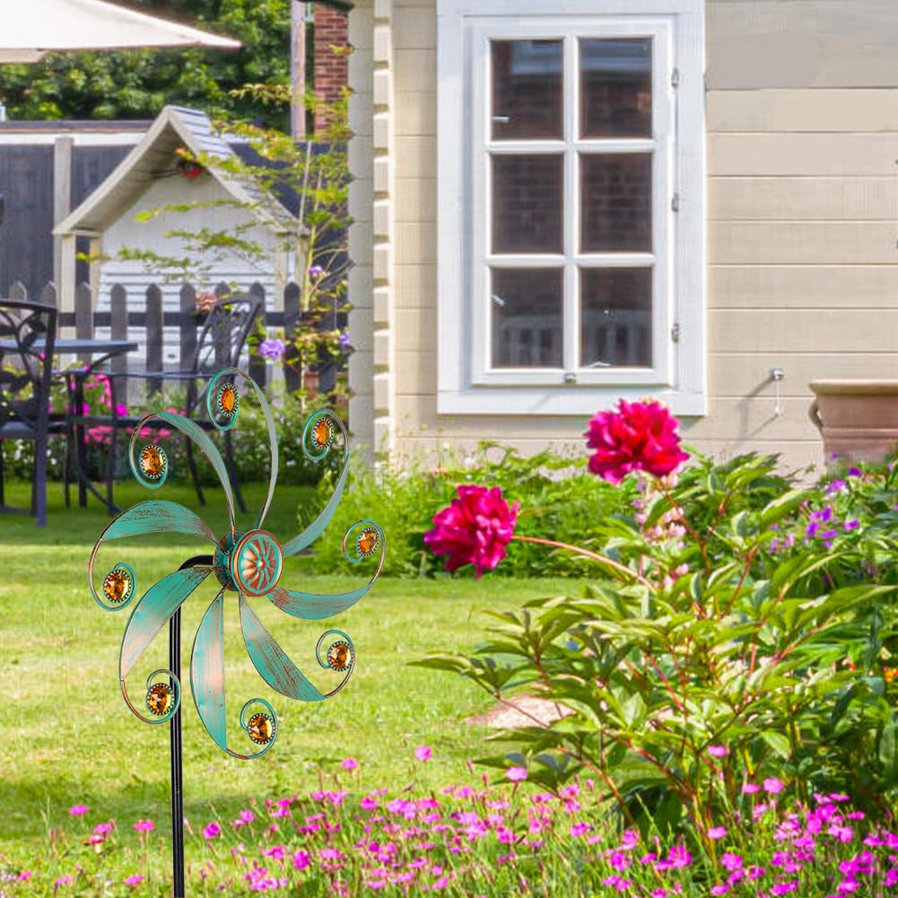 Stargarden Wind Spinner, Metal Outdoor Wind Sculptures & Spinners, Small Garden Pinwheels For Yard And Garden Decor