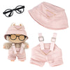 Clothes for Labubu(NO Doll) - Hat & Overalls Set for Labubu for LABUBU 17CM Dolls  Handcrafted Crochet Clothes Set  enhanced Fashion Cute Outfit for Dress Up  Play & Collector Display (Pink)