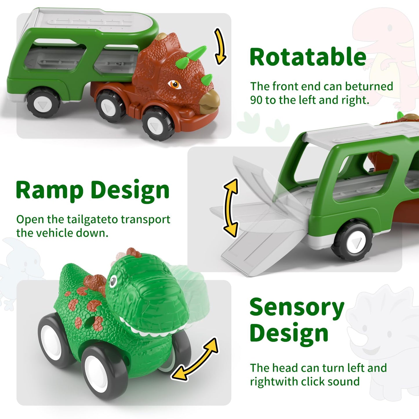 newcrave Dinosaur Truck Toys for Toddlers Boys Age 1-3 2-4, 5 in 1 Dinosaur Car for Toddlers Boys Girls Toy for 1 2 3 4 5 Year O