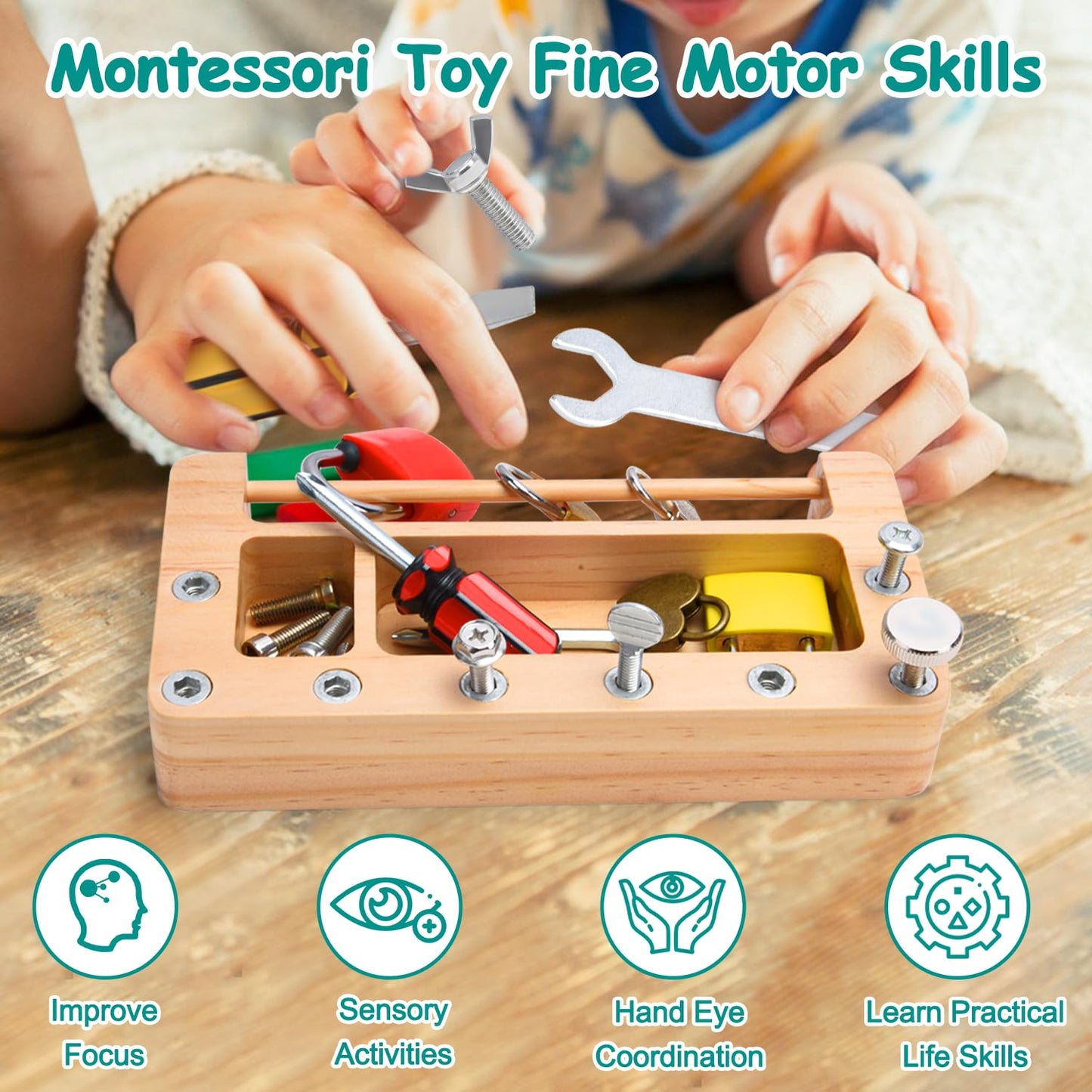 Cgyujisd Screwdriver Board Set Lock And Key Toys Kids Tools Montessori Toys For 3+ 4 5 Year Old Learning Practical Life Fine Mot