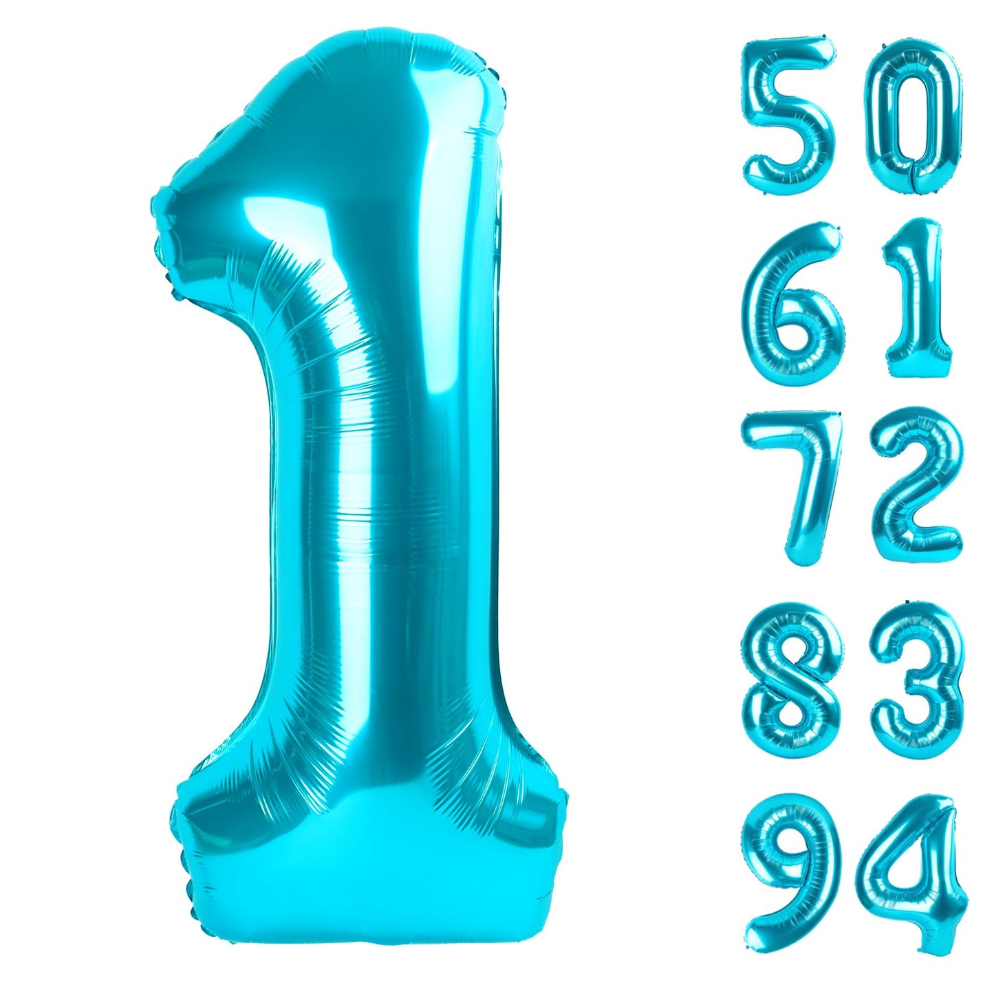 40 Inch Blue 1 Balloon For First Birthday, 1St Number Balloons Birthday Decorations For Girl Boy Kids Toddler Baby, One Giant Nu