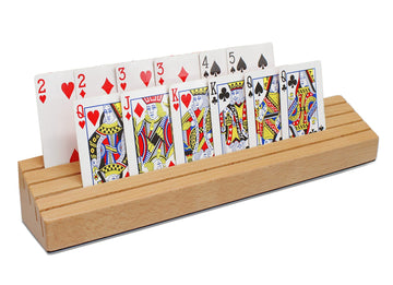 Vinjoe Large Wooden Playing Card Holders Tray Racks Organizer For Kids Seniors Adults, Premium Solid Beechwood Playing Card Hold