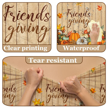 Friendsgiving Party Decorations-3Pcs Friendsgiving Tablecloth Fall Maple Leaves Pumpkin Friendsgiving Table Cover For Friendsgiv