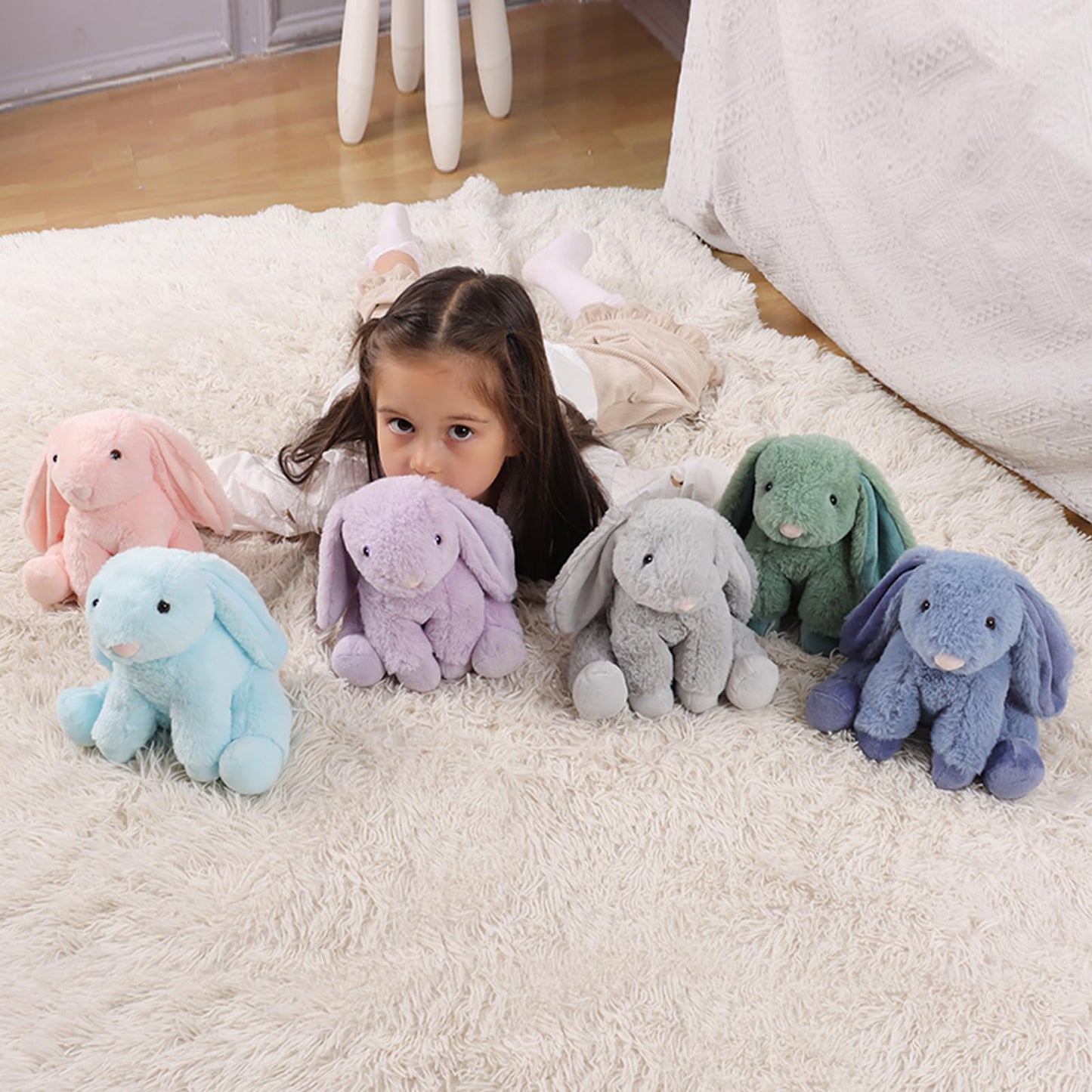 Apricot Lamb Toys Plush Green Bunny Rabbit Stuffed Animal With Fluffy Soft Ears (Green Bunny, 8 Inches)