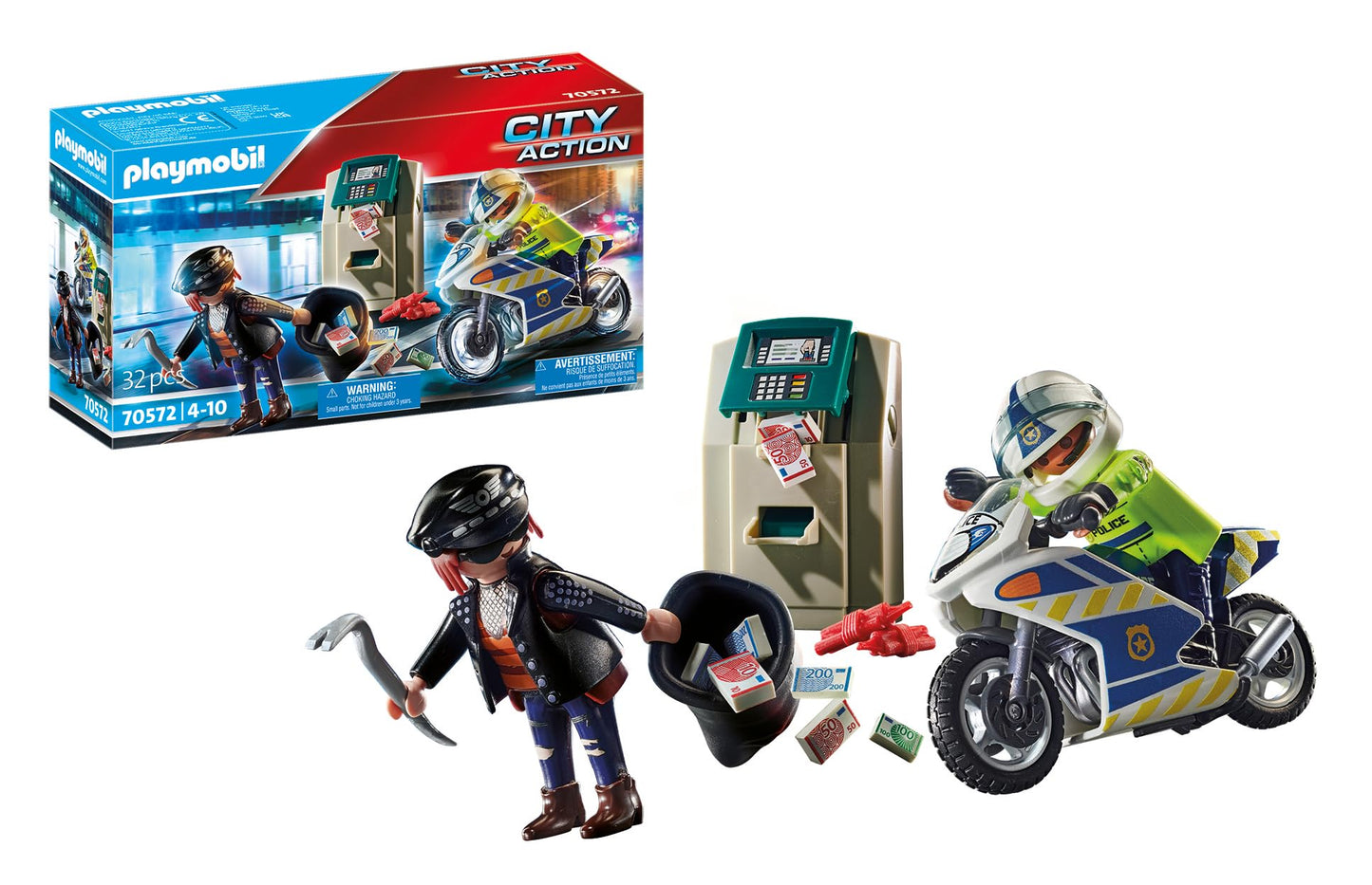 Playmobil Bank Robber Chase Set - Multicolor Plastic Toy - 24.8 x 7.0 x 14.2 cm - Model 70572