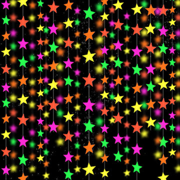 108feet Star UV Neon Garland Hanging Paper Glow in The Dark Glow Party Supplies and Decorations Glow in The Dark Blacklight Reac