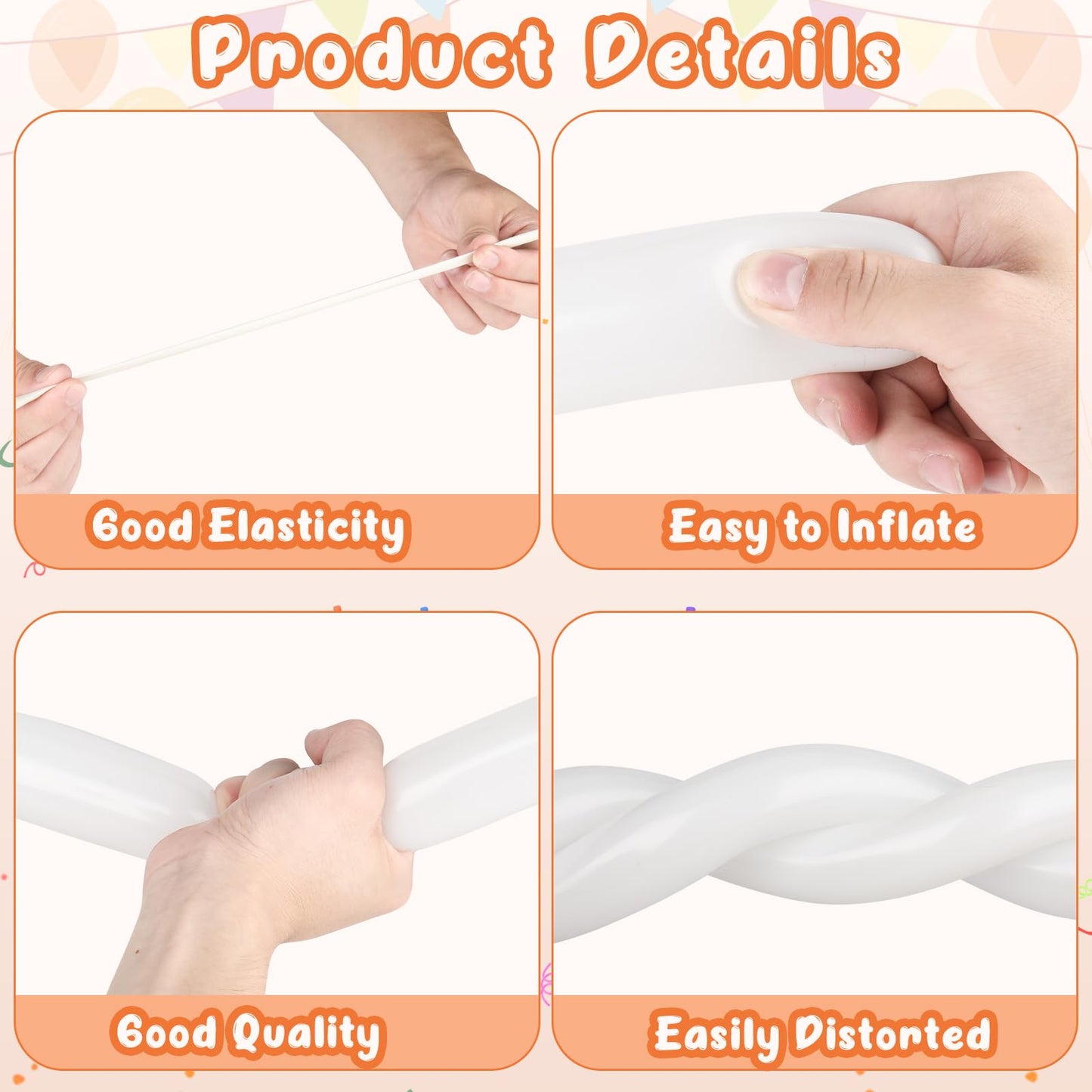 100Pcs 260 Balloons White Long Balloons For Balloon Garland Thickening Skinny Latex Twisting Animals Modeling Christmas Birthday