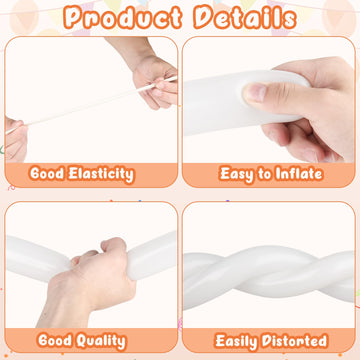 100Pcs 260 Balloons White Long Balloons For Balloon Garland Thickening Skinny Latex Twisting Animals Modeling Christmas Birthday