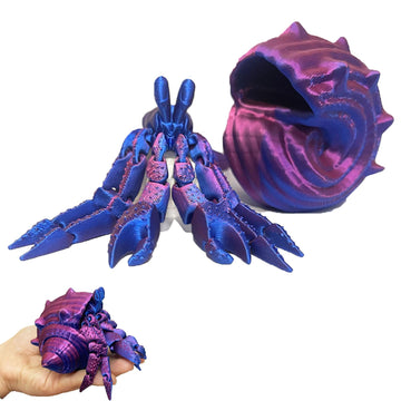 3D Printed Animals Hermit Crab Toys Fidget - With Movable Joints & Detachable Shell, Multicolor 3D Dynamic Sea Animals Toys For