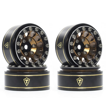 TREAL 1.0 Beadlock Wheels 12 Spokes Classic Rims (4P) for SCX24 AX24 FCX24 TRX4M 1/24 1/18 Crawler Car-Type I(Bronze)