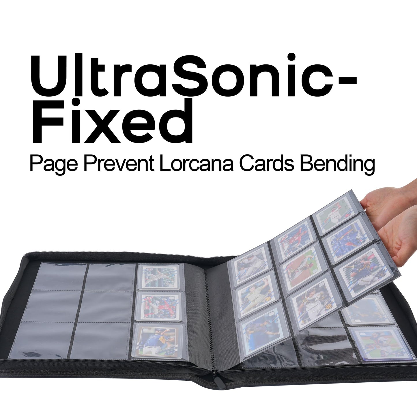 D DACCKIT Toploader Binder  Holds 288 Toploaders - 9-Pocket Top Loader Binder for 3 x 4 Rigid Card Holders for Trading Cards or Sports Cards(Classic Black Model A)