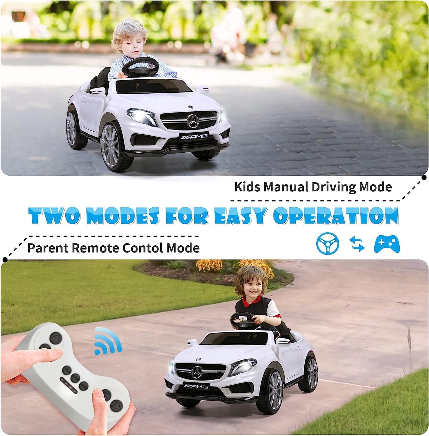 Licensed Mercedes Benz Electric Car For Kids By Tobbi,Toddler Electric Vehicle,Children Ride On Toy With Parental Remote Control/Double Doors/5 Point Safety Belt/Led Lights For Ages 3+