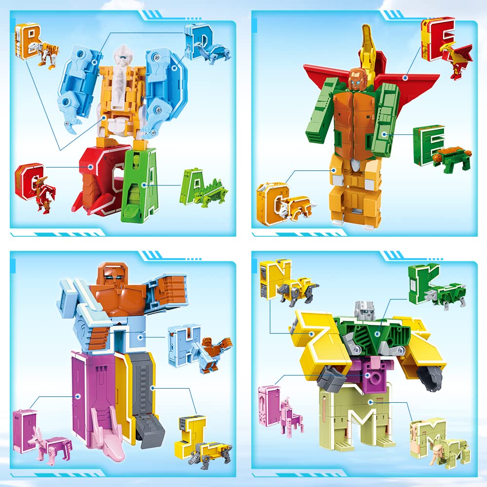 Veais Alphabet Animal Toys For Kids, Stem Abc Learning Alphabots Transforming Toys Classroom Teaching Alpha Bots Toy For Kids 4-