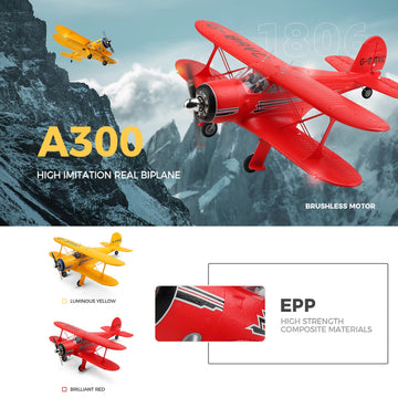 Goolrc Rc Plane, Wltoys Xk A300 Rc Airplane, 4 Channel Brushless Remote Control Airplane, 2.4Ghz Rc Aircraft Fighter With 3D/6G