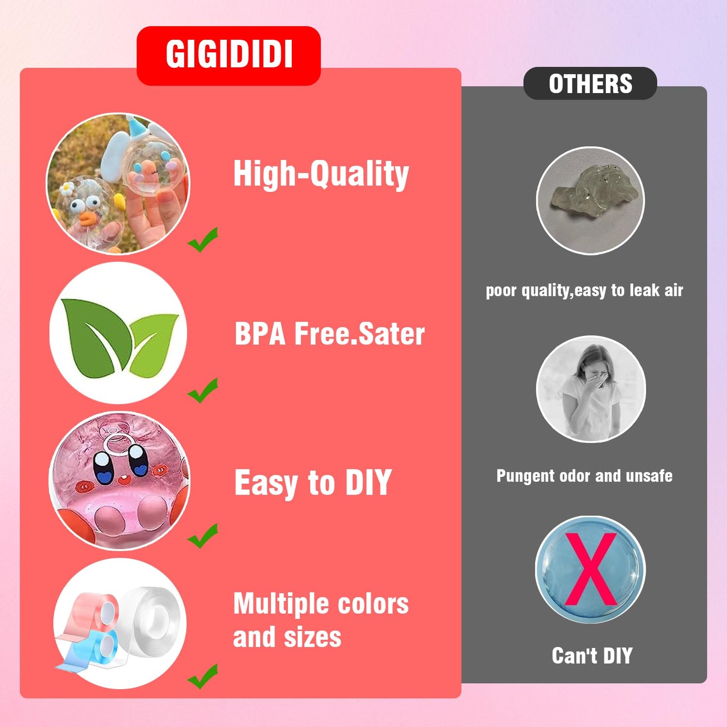 5 Pack Nano Tape Bubbles: Double Sided Elastic Bubbles with Glitter - DIY Stress Relief Toys for Kids & mature-themeds  Party Favors  Classroom Gifts