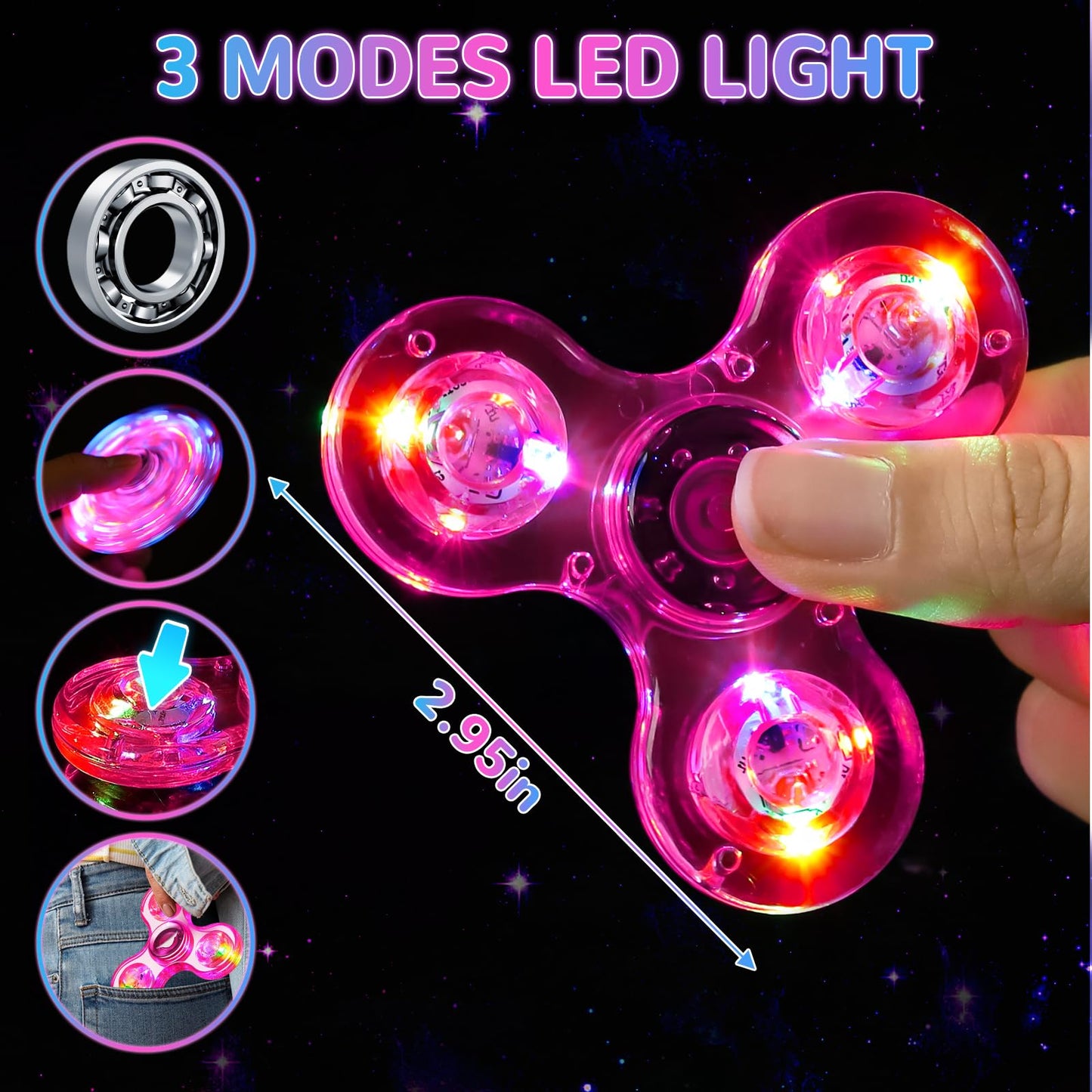 Gigilli Fidget Spinner For Kids Adults, Valentines Light Up Sensory Fidget Toys For Kids 3-5 4-8, Glow In The Dark Fidget Spinners For Boys Girls, Adhd Autism Hand Fidget Spinner, Kids Birthday Gifts