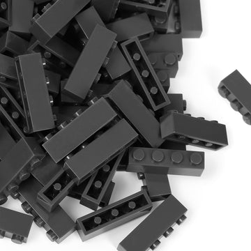Unirolic Classic Building Bricks Set, 100 Piece 1X4 Basic Building Blocks Stem Creative Building Toys Compatible With All Major Brands(Dark Gray)