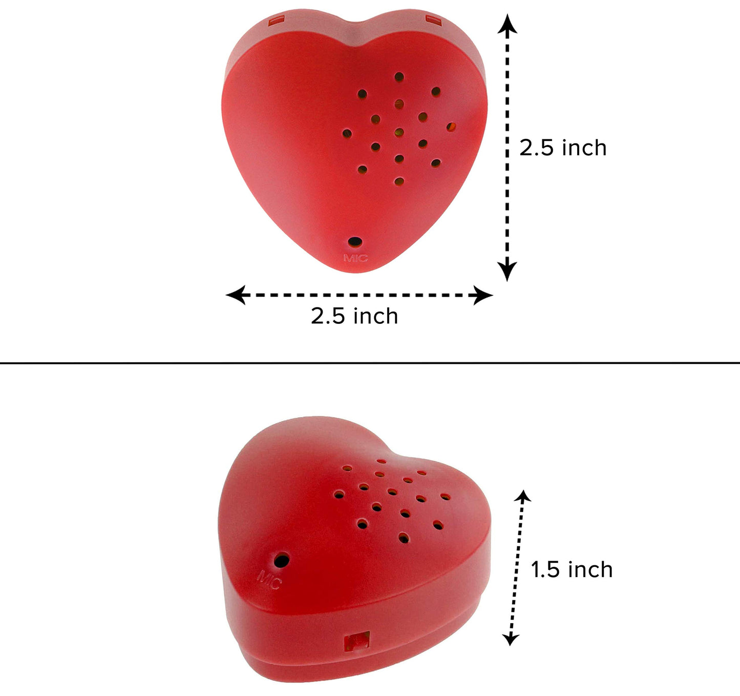 2 Pack  Inventiv 30 Second Voice Sound Recorder Module for Plush Toy  Stuffed Teddy Bear Animal Recordable Heart  Record Custom Messages (Red)