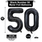 40 Inch Black 50 Number Balloons Giant Jumbo Huge 50 Foil Mylar Helium Number Digital Balloons Black Birthday Mylar Digital Ball