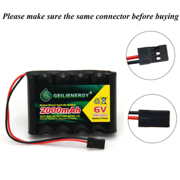 QBLPOWER 6V 2000mAh NiMH RX Battery Packs with Hitec Connector for RC Aircrafts and Walking Robot Rechargeable (2 Pack)