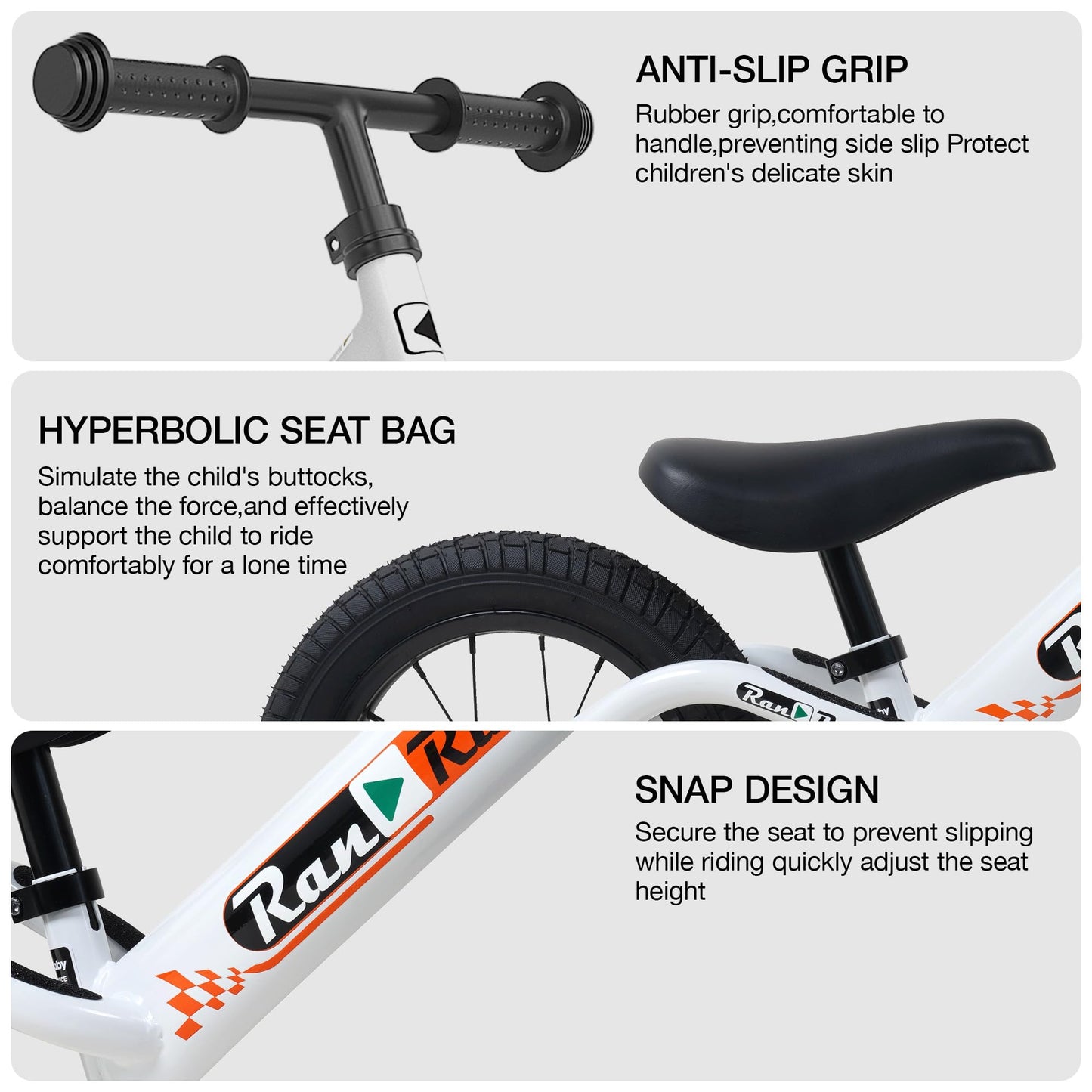 Royalbaby Kids Balance Bike Ultralight Durable Aluminum Alloy Frame 12 Inch EVA Wheel for Toddlers Age 2~5 Years