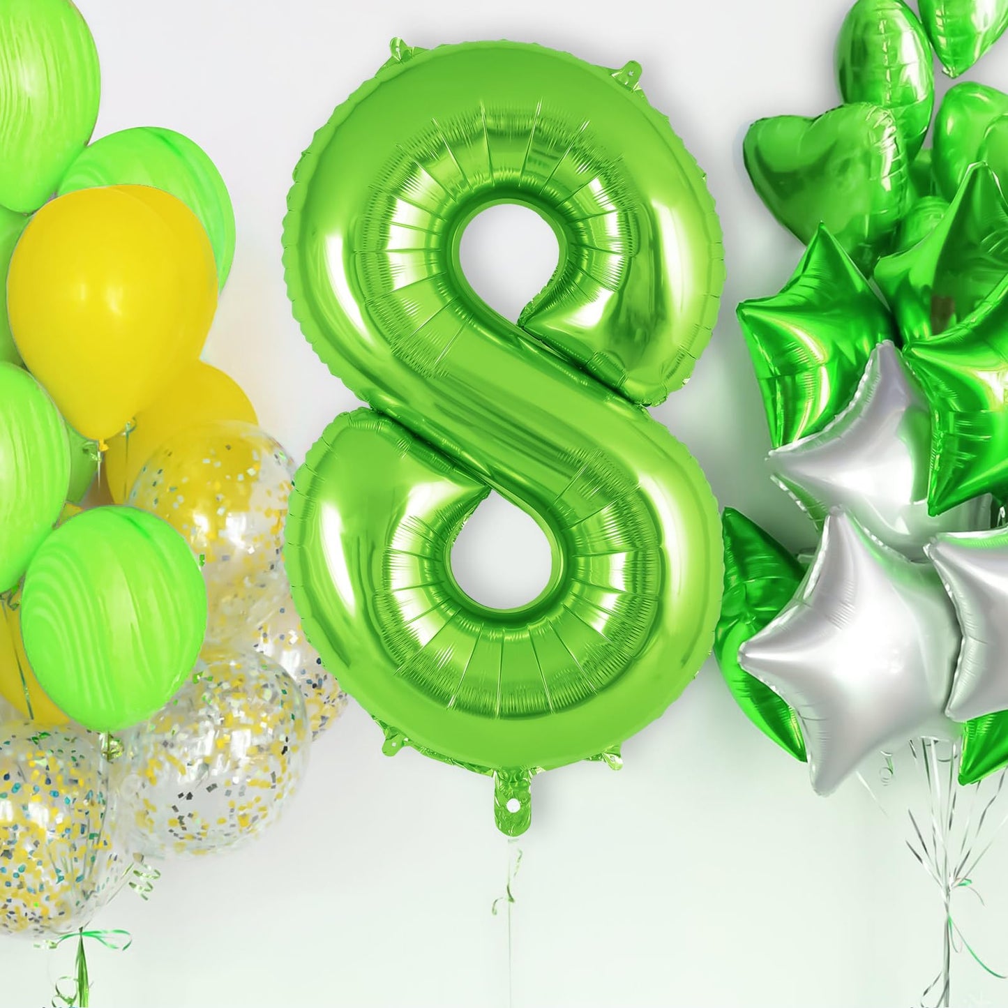 Green Number 8 Balloon 40 Inch, Big Large Foil Helium Number Balloons, Jumbo Giant Mylar Number 8 Balloons For 8 Year Old Birthd