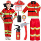Rizuko Firefighter Costume For Kids With Tool,Fireman Outfit Toys For Boys And Girls Birthday Halloween Party Dress Up 8Pcs (Red