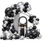 Black And Silver Balloons Arch Garland Kit, 134Pcs Metallic Chrome Silver And Black Balloons With Different Size For Birthday, G
