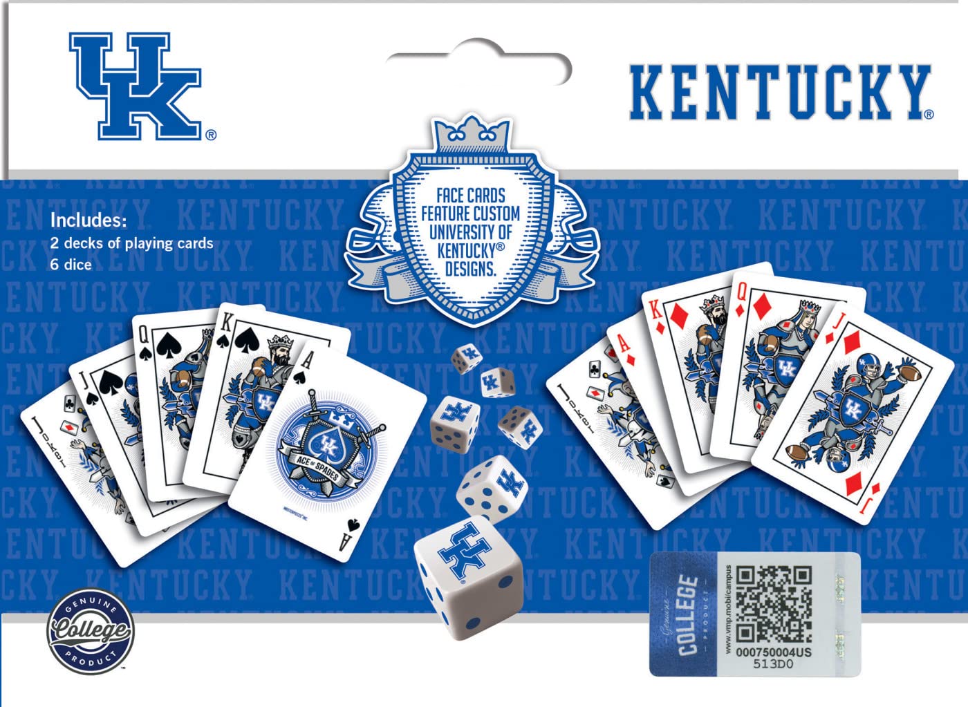 MasterPieces Game Day - NCAA Kentucky Wildcats 2-Pack Playing Cards & Dice Pack - Officially Licensed Set for mature-themeds and Family