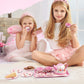 D-FantiX Pink Tin Tea Set for Kids - 15Pcs Toddler Tea Party Playset, Small Size, Includes Metal Teapots and Cups, Model AM-TG651-N-E