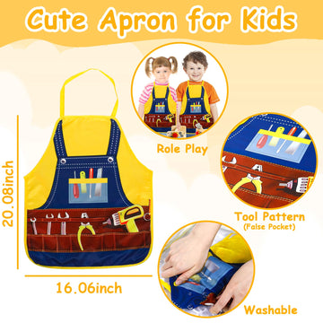 TONZE Kids Tool Set with Apron, Wooden Toddler Tool Bench Montessori Toys for 3 4 Year Old, 39 PCS Educational STEM Construction
