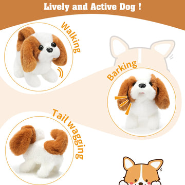 Ksabvaia Plush Saint Bernard Toy Puppy Electronic Interactive Dog - Walking, Barking, Tail Wagging, Stretching Companion Animal For Kids Toddlers
