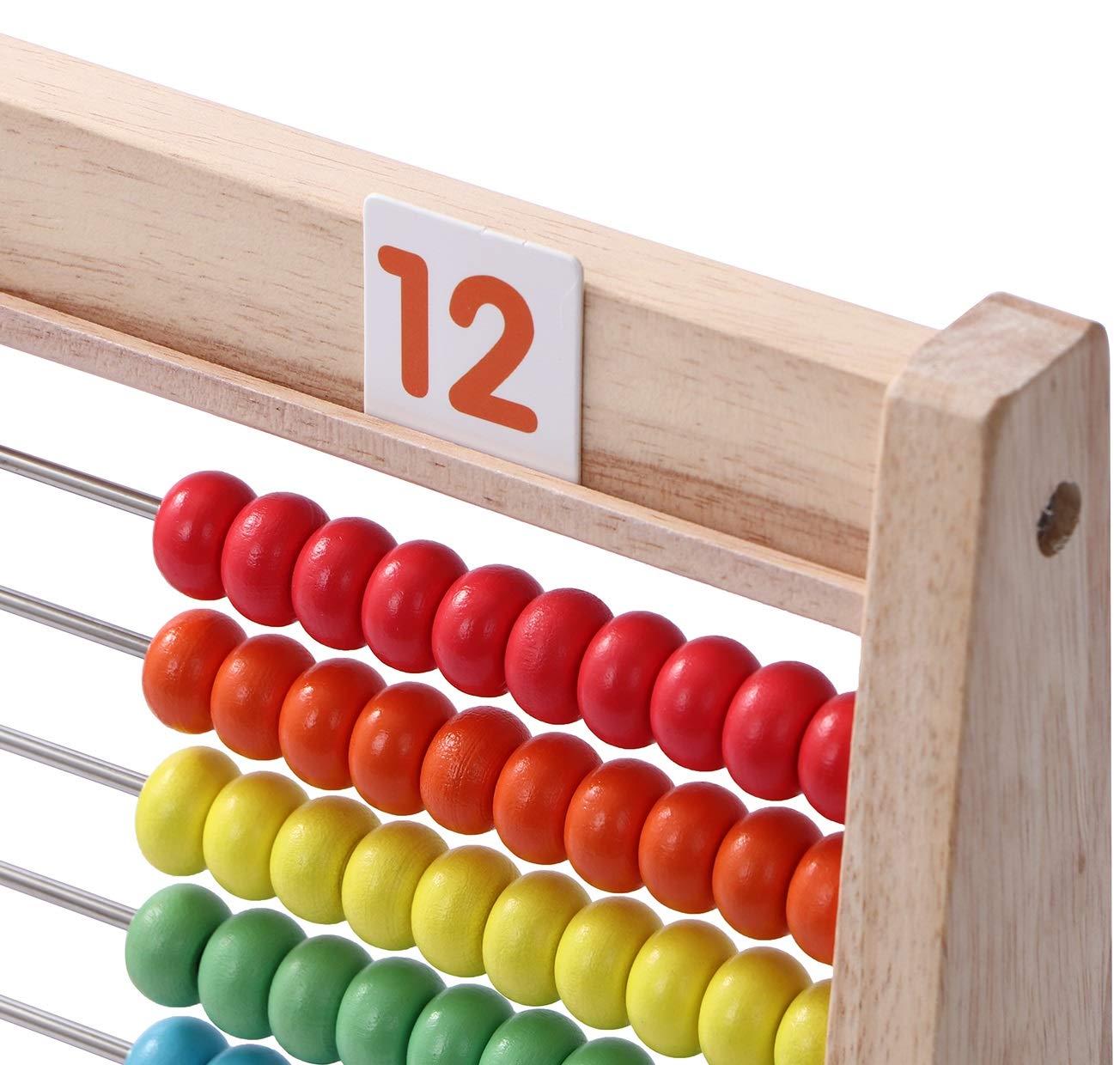 Educational Abacus for Kids Math - 10 Row Wooden Counting Frame with Number 1-100 Cards - Teach Counting  Addition and Subtraction  Preschool Learning Math Toys for Boys Girls Gift 3 4 5 Year Old