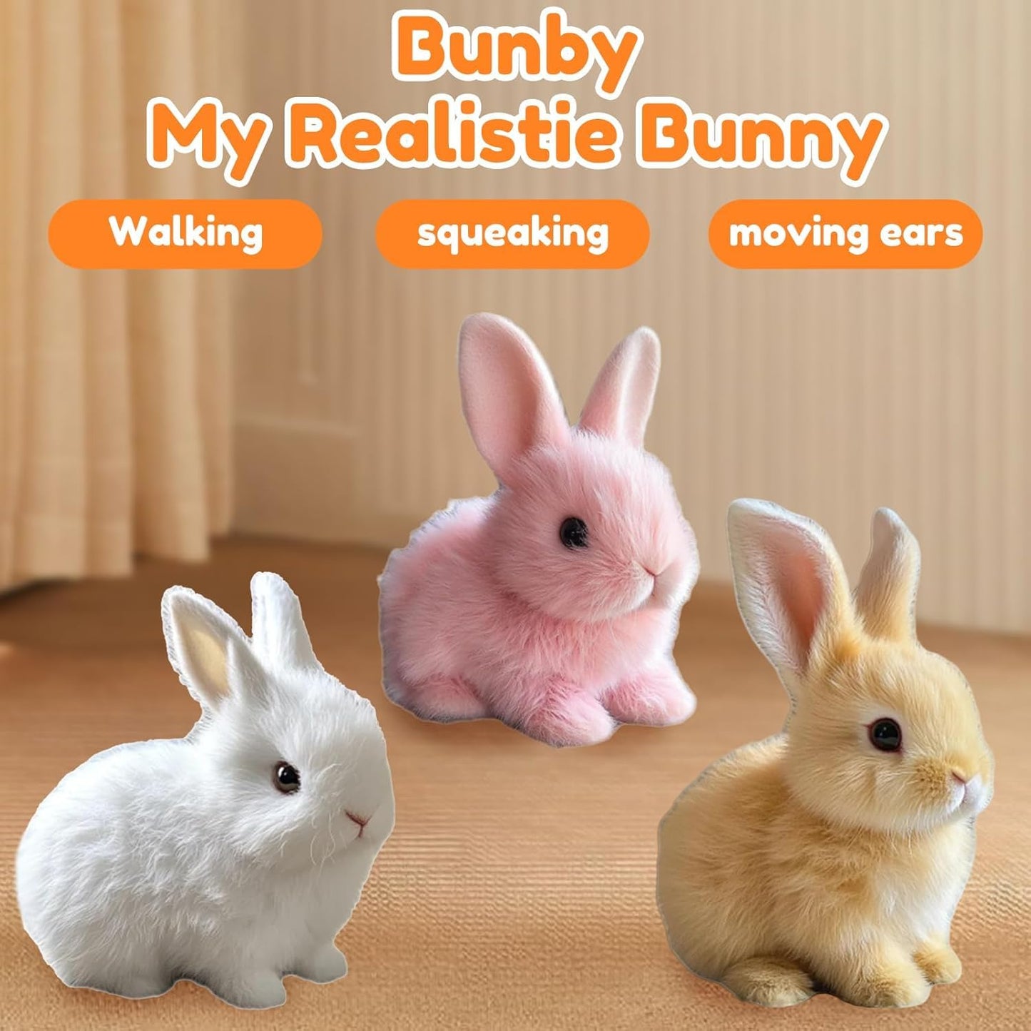 Yeopopshop Super Realistic Bunny Toys, Interactive Electronic Pet Toys, Fluffy That Can Breathe And Move, Easter Plush Bunny Chi