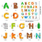 Whaline 52Pcs Alphabet Gel Clings - Colorful Animal ABC Window Decals for Educational Learning & Nursery Decor