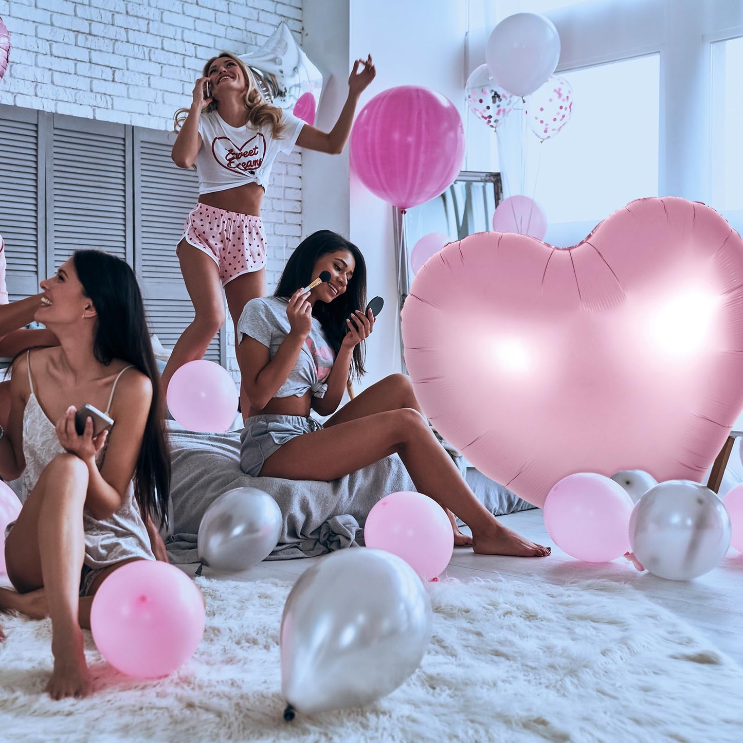 MiniInflat 60 Inch Pink Heart Shaped Foil Balloon - Aluminum Wedding Engagement Baby Shower Party Decoration, Model SIR-MiniInflat-2337