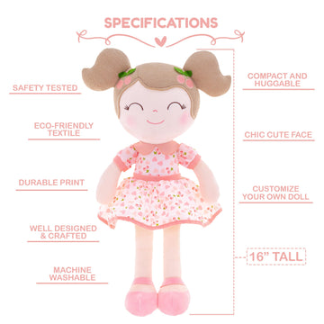 Gloveleya Personalized Doll With Your Name - Cute Pink Cherry Color Custom Soft Plush Doll For Girls Plush Doll Customized Gifts - Muñecas De Trapo Personalizadas Para Niñas